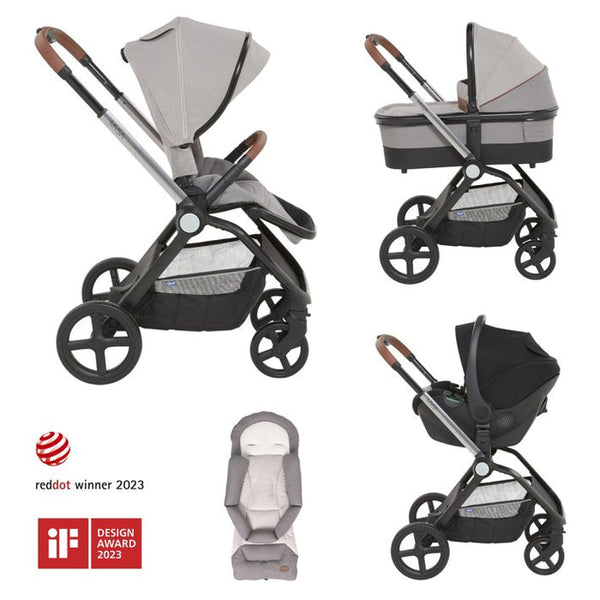 Chicco Mysa Travel System with Kory Air Plus car seat and carrycot-Travel Systems-Chicco-Grey-www.hellomom.co.za