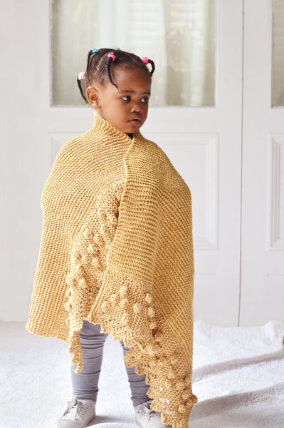 Bobble Lace Edged Cot Blanket in Eco Cotton by Blankets From Africa-Blankets-Blankets From Africa-Old Gold-www.hellomom.co.za
