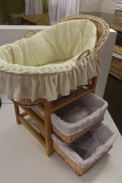 Cradle Stand with Two Drawers - Cape Town Customers Only-Bassinet & Cradle Accessories-www.hellomom.co.za-Natural With White Drawer Lining-www.hellomom.co.za