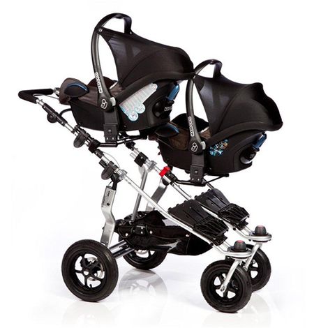 TFK Twinner Twist Stroller with 2 Maxi Cosi Pebble Pro Car Seats-Travel Systems-Trends for Kids-TFK Stroller in Grey and Maxi Cosi Car Seats in Black-www.hellomom.co.za