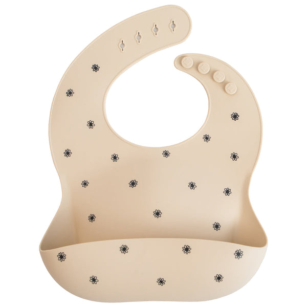 Mushie Silicone Bib-Bibs-Mushie-Black Daisy-www.hellomom.co.za