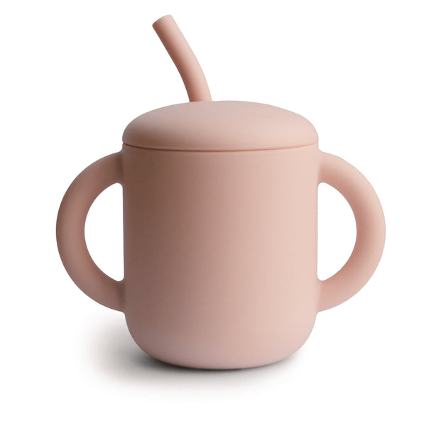Mushie Silicone Training Cup + Straw-Sippy Cups-Mushie-Blush-www.hellomom.co.za