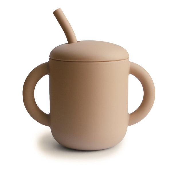 Mushie Silicone Training Cup + Straw-Sippy Cups-Mushie-Natural-www.hellomom.co.za