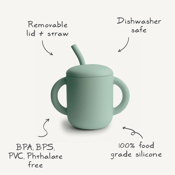 Mushie Silicone Training Cup + Straw-Sippy Cups-Mushie-Blush-www.hellomom.co.za
