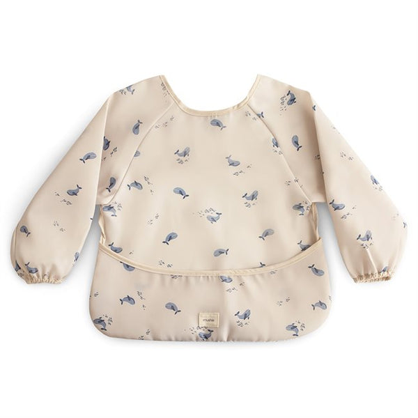 Mushie Long Sleeve Bib-feeding essentials-Mushie-Whales-www.hellomom.co.za