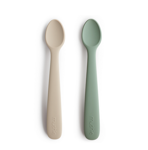 Mushie Silicone Feeding Spoons 2P-feeding essentials-Mushie-Cambridge/Shifting Sand-www.hellomom.co.za