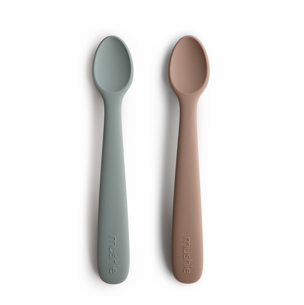 Mushie Silicone Feeding Spoons 2P-feeding essentials-Mushie-Stone/Cloudy Mauve-www.hellomom.co.za