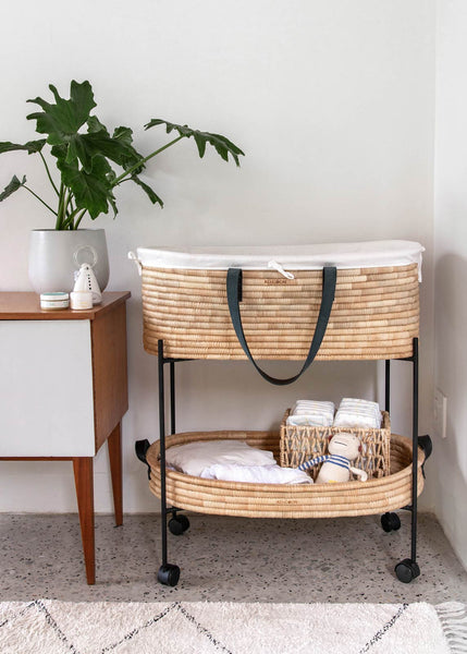 Moses Basket TIMELESS - Black Leather handles-Moses Basket-Ko-coon-www.hellomom.co.za