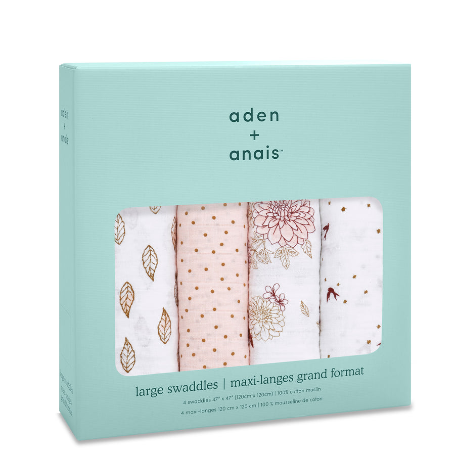 Aden and Anais Dahlias 4 pack cotton swaddles-Aden and Anais-www.hellomom.co.za