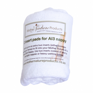 Mother Nature All in 3 Nappy Inserts - 2 Pack-Cloth diapers-Mother Nature-White Cotton-www.hellomom.co.za