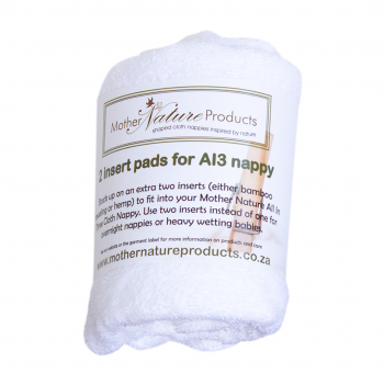 Mother Nature All in 3 Nappy Inserts - 2 Pack-Cloth diapers-Mother Nature-White Cotton-www.hellomom.co.za