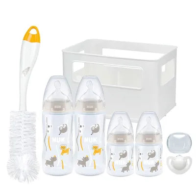 NUK Perfect Start First Choice+ Set 10 Pièces Biberons 0-18 Mois Avec Sucette Et Accessoires - Blanc