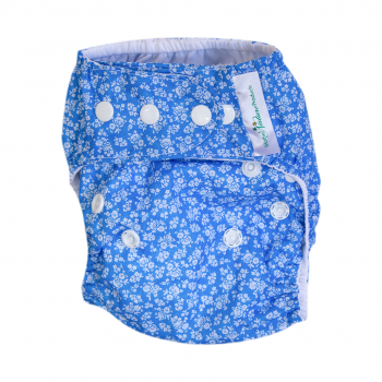 Mother Nature Budget/Starter Pack: All-in-3 Cloth Nappy-Nappies-Mother Nature-Blue and White Floral-Bamboo Insert-www.hellomom.co.za