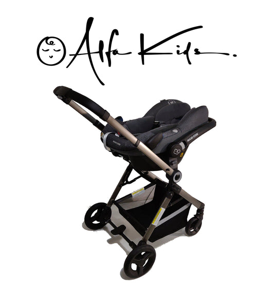 Alfa Kids Stroller plus Pebble Pro car seat in Black-Travel Systems-Alfa Kids-No-www.hellomom.co.za