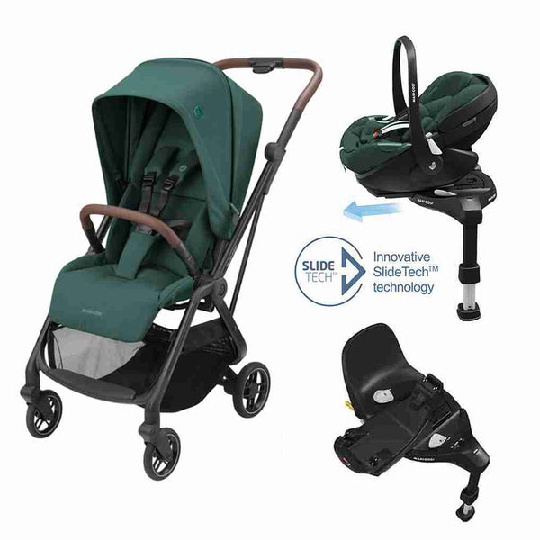 Maxi Cosi Leona 2 Travel System with Maxi Cosi Pebble 360 Pro Car Seat and FamilyFix 360 Pro Base-Travel Systems-Maxi Cosi-Green-www.hellomom.co.za