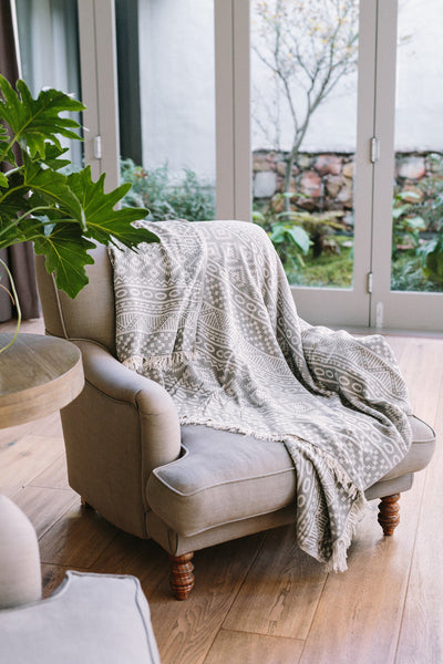 Motif Turkish Blanket Dark Grey-Blankets-The Cotton Company-www.hellomom.co.za