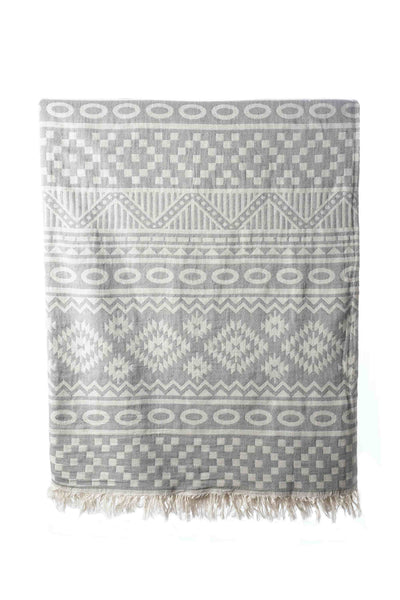 Motif Turkish Blanket Dark Grey-Blankets-The Cotton Company-www.hellomom.co.za