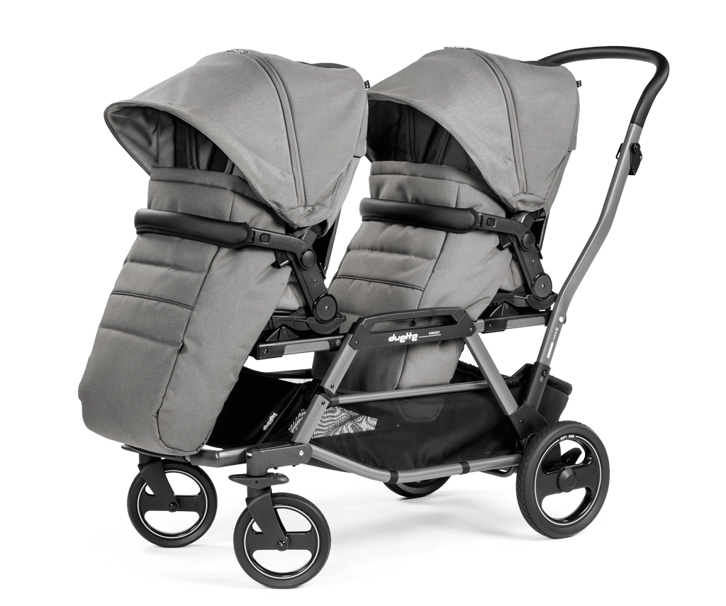 peg perego elegante double stroller Peg Perego Duette Piroet Twin In-Line Travel System in City Grey