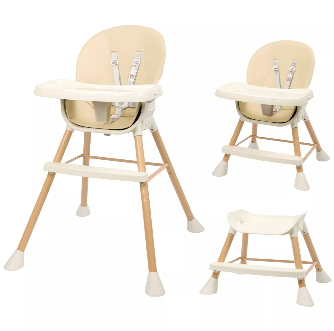 BabyWombWorld AdaptaGrow 4-in-1 Beige High Chair with Wood Grain-Highchairs-Baby Womb World-www.hellomom.co.za