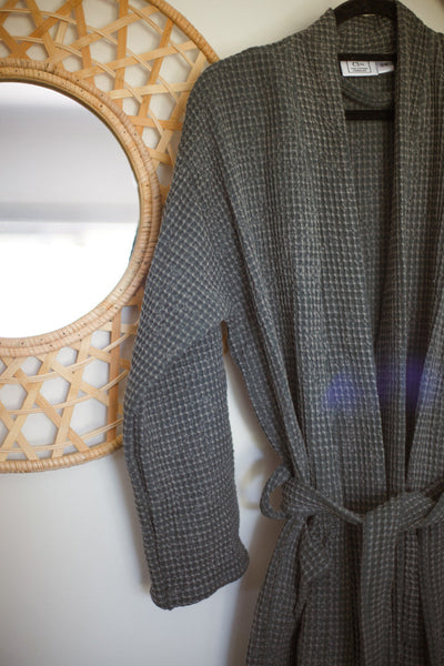 Waffle Weave Robe in Slate-Robes-The Cotton Company-S/M-www.hellomom.co.za