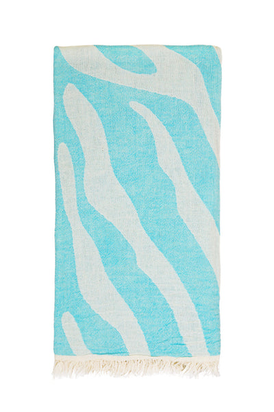 Zebra Turkish Towels - Various Colours-Towels-The Cotton Company-Aqua-www.hellomom.co.za