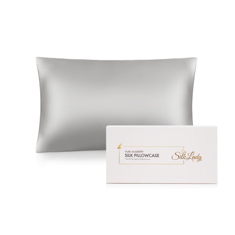 Pure Silk Pillow Case Various Colours-The Silk Lady-Grey-SA Standard-www.hellomom.co.za