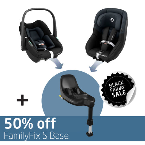 Maxi Cosi S-Family featuring Pebble S + Pearl S + 50% OFF FamilyFix S Base-Baby & Toddler Car Seats-Maxi Cosi-Total Black-www.hellomom.co.za