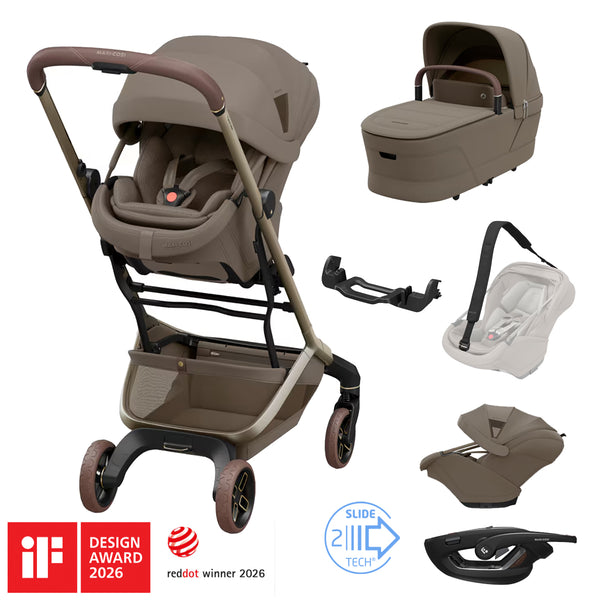 Maxi Cosi ZERO-G Travel System: Fame Cabin Stroller + Coral Slide Pro Car Seat + Fame Cabin Cot