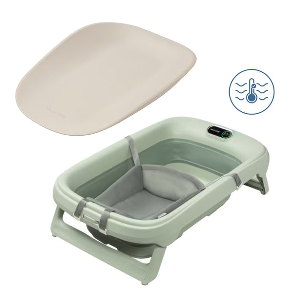 Maxi Cosi Indigo Plus Baby Bath and Mavis Premium Changing Mat-Baby Baths-Maxi Cosi-Sage Green/Elegance Beige-www.hellomom.co.za