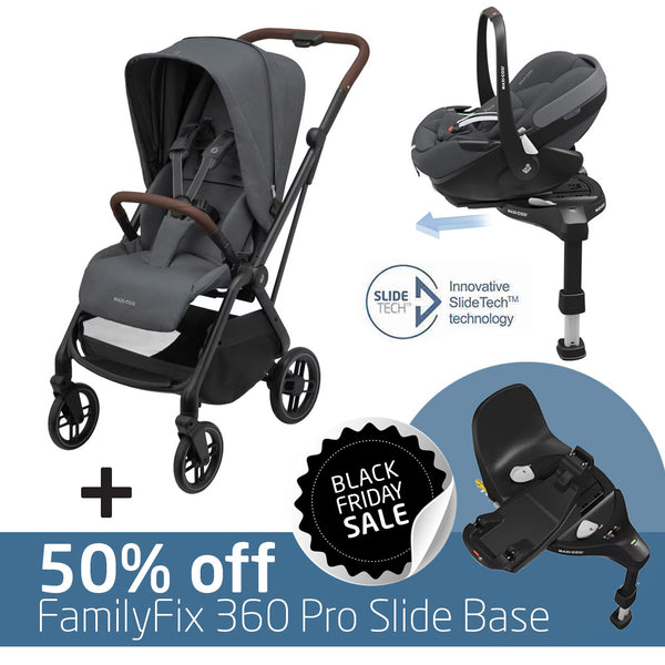 Maxi Cosi Leona² Travel System: Leona² Stroller + Pebble 360 Pro Car Seat + 50% OFF FamilyFix 360 Pro Slide Base-Travel Systems-Maxi Cosi-Twillic Graphite/Black-www.hellomom.co.za
