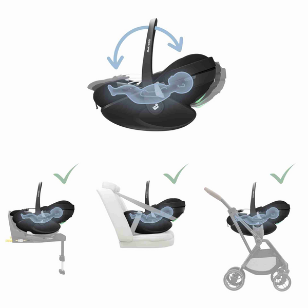 Maxi Cosi Soho Travel System: Soho Stroller + Pebble 360 Pro Car Seat + 50% OFF FamilyFix 360 Pro Slide Base-Travel Systems-Maxi Cosi-Essential Graphite/Black-www.hellomom.co.za