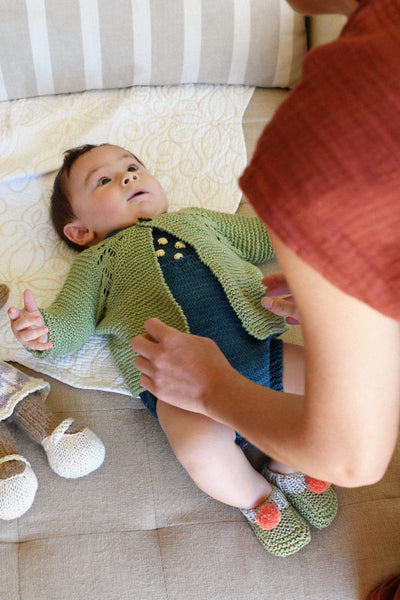 Nordic leaf garter stitch cardigan – Eco Cotton-Baby clothing-Blankets From Africa-Willow-3 to 6 months-www.hellomom.co.za
