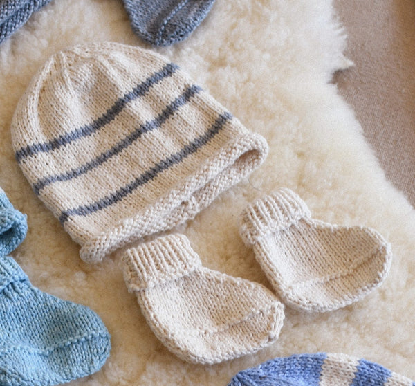 Baby Steps Beanie and Booties Set-Baby clothing-Blankets From Africa-Vanilla and Cobblestone-0 to 3 months-www.hellomom.co.za