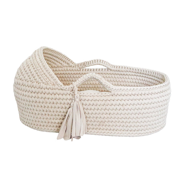 Snuggletime Deluxe Crochet Moses Basket - Beige-Moses Basket-Snuggletime-www.hellomom.co.za