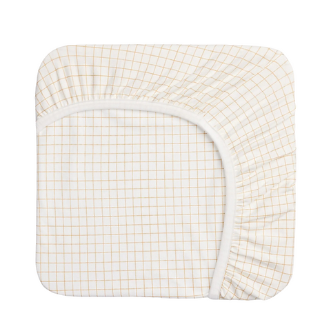 Ergopouch Organic Fitted Sheet-fitted sheets-Ergopouch-Caramel Grid-www.hellomom.co.za