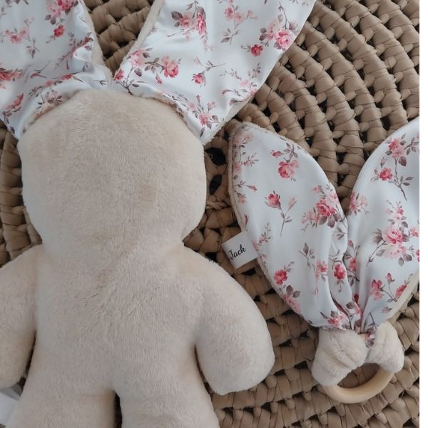 Lily n Jack Teether-Lily n Jack-Grey with pink ears-www.hellomom.co.za