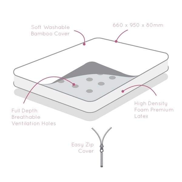 BabyWombWorld Bamboo Camp Cot Mattress (660 x 950 x 80mm)-Mattresses-Baby Womb World-www.hellomom.co.za