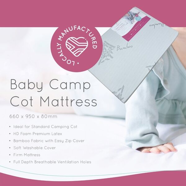 BabyWombWorld Bamboo Camp Cot Mattress (660 x 950 x 80mm)-Mattresses-Baby Womb World-www.hellomom.co.za