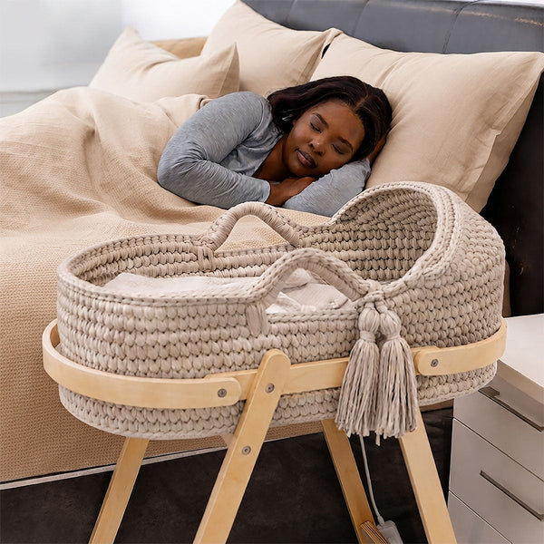 Snuggletime Deluxe Crochet Moses Basket - Beige-Moses Basket-Snuggletime-www.hellomom.co.za