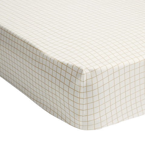 Ergopouch Organic Fitted Sheet-fitted sheets-Ergopouch-Caramel Grid-www.hellomom.co.za