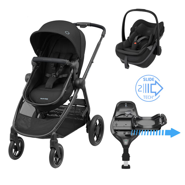Maxi Cosi Zelia³ Travel System: Zelia³ Stroller + Pebble Slide Pro Car Seat + FamilyFix Slide Pro Slide Base