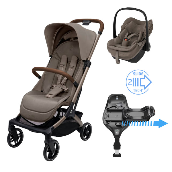 Maxi Cosi Oxford Cabin Stroller plus Pebble 360 Slide Pro Car Seat and FamilyFix Slide Pro Base-Travel Systems-Maxi Cosi-Truffle-www.hellomom.co.za
