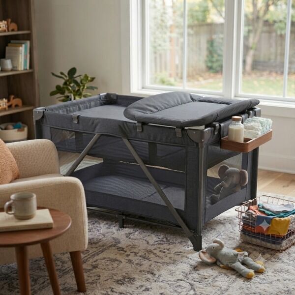 BabyWombWorld Camping Cot Changing Table-Change Mat-Baby Womb World-Beige-www.hellomom.co.za