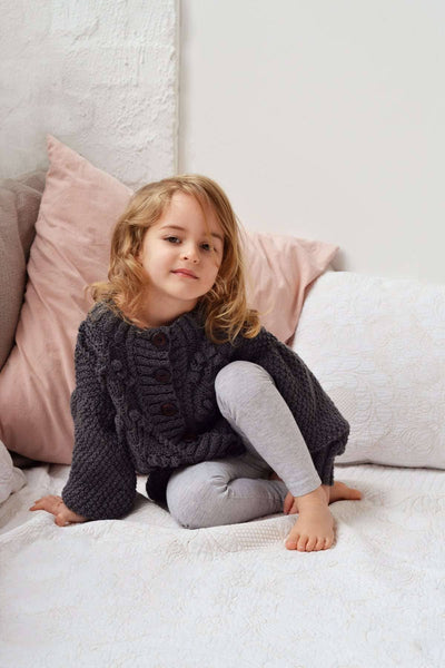 Aran cardigan – Wool-Clothing-Blankets From Africa-6 to 12 months-Dark Grey-www.hellomom.co.za