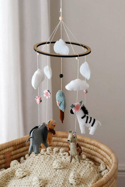 Handmade African Experience Mobile-Mobiles-www.hellomom.co.za-African Animals with Pink Flowers-www.hellomom.co.za