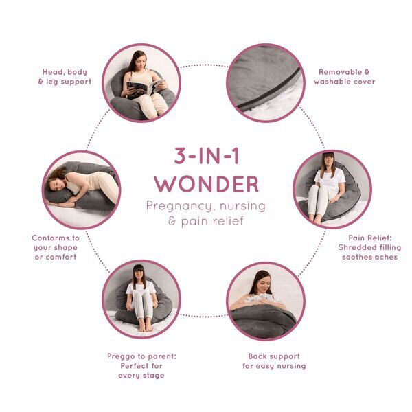 BabyWombWorld Pregnancy & Nursing Body Pillow with Suede Cover