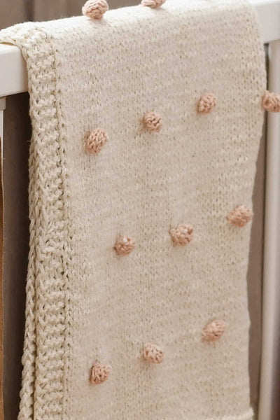 Bobble Cot Blanket In Eco Cotton By Blankets From Africa-Blankets-Blankets From Africa-Old Gold with Vanilla Bobbles-www.hellomom.co.za