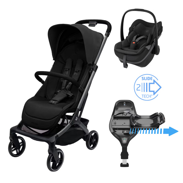 Maxi Cosi Oxford Cabin Stroller plus Pebble 360 Slide Pro Car Seat and FamilyFix Slide Pro Base-Travel Systems-Maxi Cosi-Black-www.hellomom.co.za