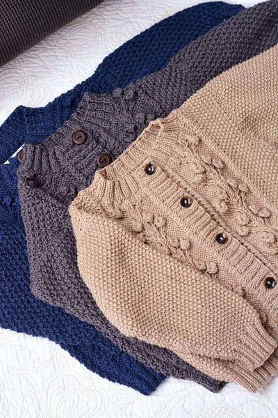 Aran cardigan – Wool-Clothing-Blankets From Africa-6 to 12 months-Dark Grey-www.hellomom.co.za