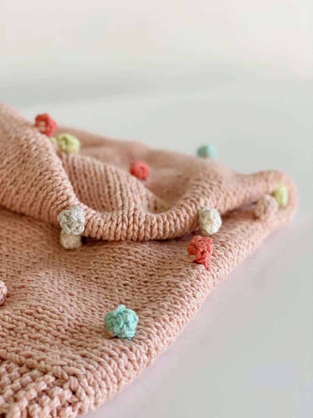 Bobble Cot Blanket In Eco Cotton By Blankets From Africa-Blankets-Blankets From Africa-Seashell and Multi-www.hellomom.co.za
